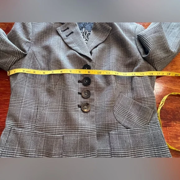 Trevan Women's Houndstooth Plaid 4 Button with Pockets Blazer Size 4 Corpcore - Picture 7 of 9